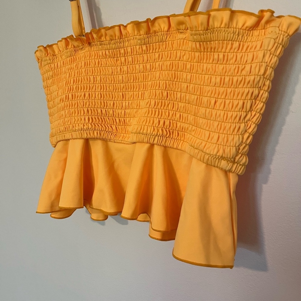 Yellow Ruffle Crop Bikini Top - Picture 8 of 12